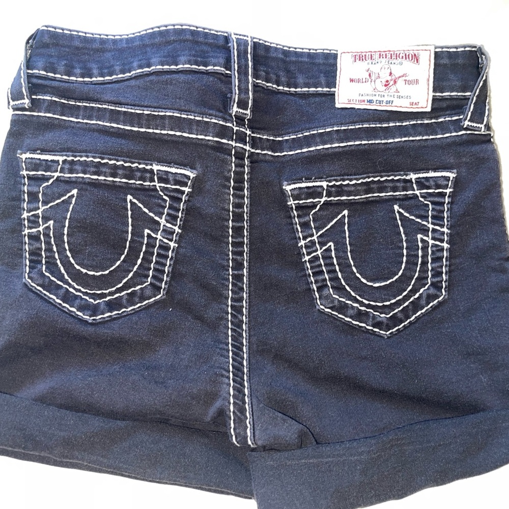 True Religion Black Denim Shorts
